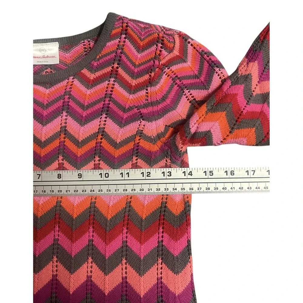 Hanna Andersson Sweater‎ Dress Girls Size 10/140 Pink Zig Zag Chevron Lined